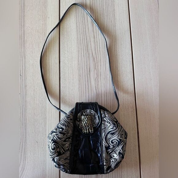 Park Ave Int Vintage genuine leather alligator brocade and metal detailing purse - Picture 7 of 10